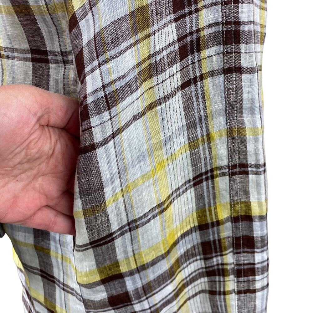 American Colors Womens 100% Linen Plaid Shift Shirt Dress Size S - Picture 4 of 8